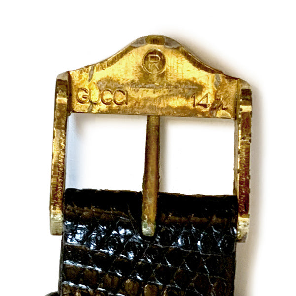 OLD Gucci　サイドシェリービッグフェイス腕時計（リザード/黒）