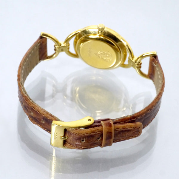 OLD Gucci　サイドビッド ローマンインデックス腕時計（クロコ・茶）