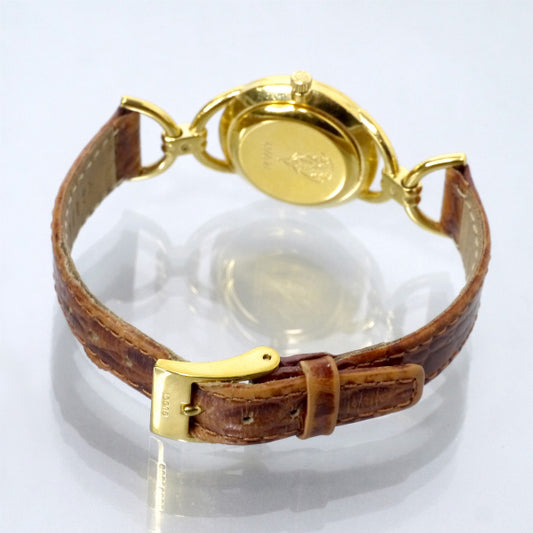 OLD Gucci　サイドビッド ローマンインデックス腕時計（クロコ・茶）