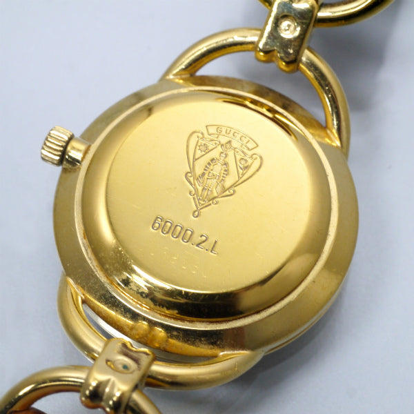 OLD Gucci　サイドビッド ローマンインデックス腕時計（クロコ・茶）