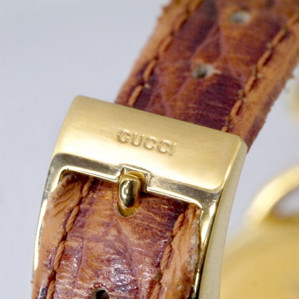 OLD Gucci　サイドビッド ローマンインデックス腕時計（クロコ・茶）