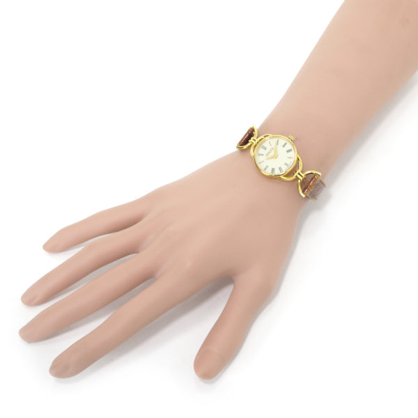 OLD Gucci　サイドビッド ローマンインデックス腕時計（クロコ・茶）