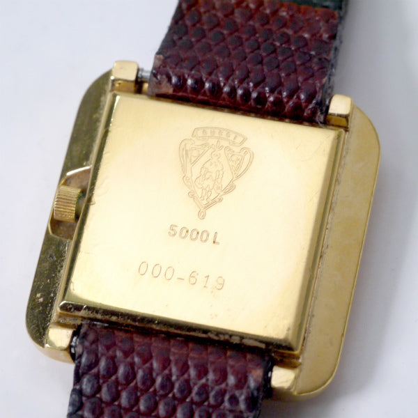 OLD Gucci スクエア ゴールドフェイス腕時計（茶）