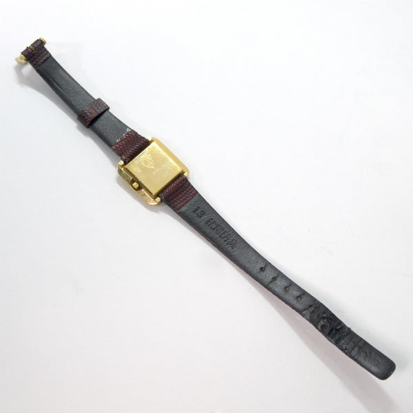 OLD Gucci スクエア ゴールドフェイス腕時計（茶）