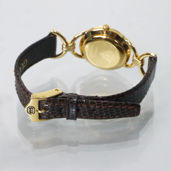 OLD Gucci　＜訳あり＞サイドビットシェリー腕時計（リザード・濃茶）