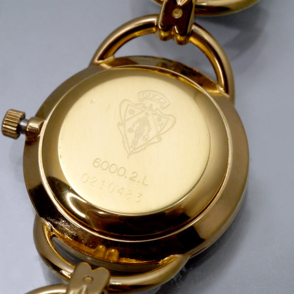 OLD Gucci　＜訳あり＞サイドビットシェリー腕時計（リザード・濃茶）