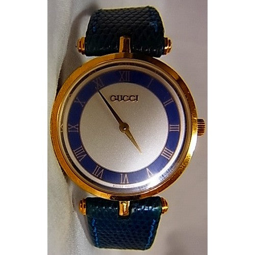 OLD Gucci リザード腕時計（青・大）