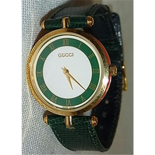 OLD Gucci リザード腕時計（グリーン・大）