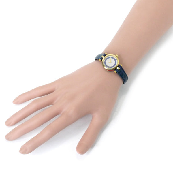 OLD Gucci サイドシェリーミニ腕時計（クロコ/青）