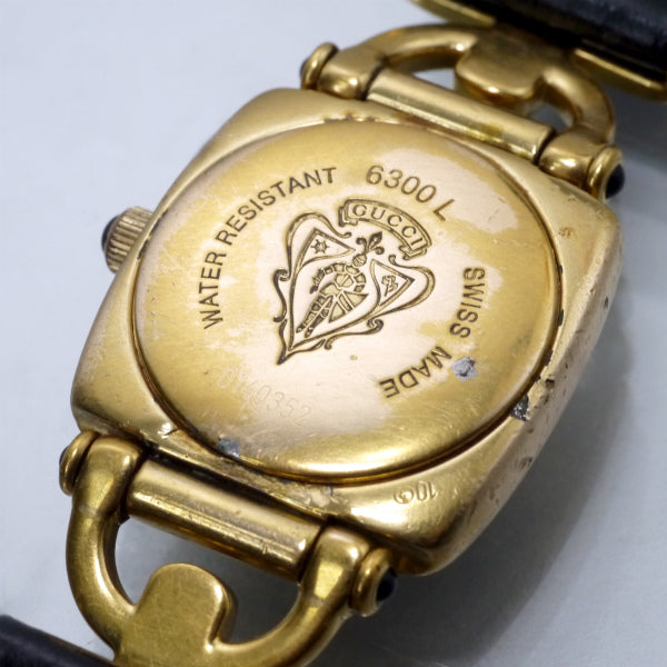 OLD Gucci ホースビット腕時計（黒/レザー）