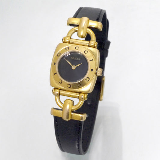 OLD Gucci ホースビット腕時計（黒/レザー）