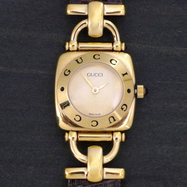 OLD Gucci ホースビット腕時計（ゴールド・茶）