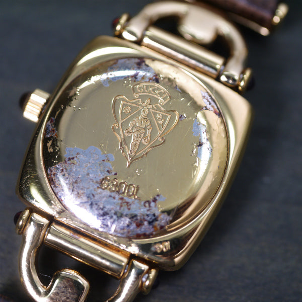 OLD Gucci ホースビット腕時計（ゴールド・茶）