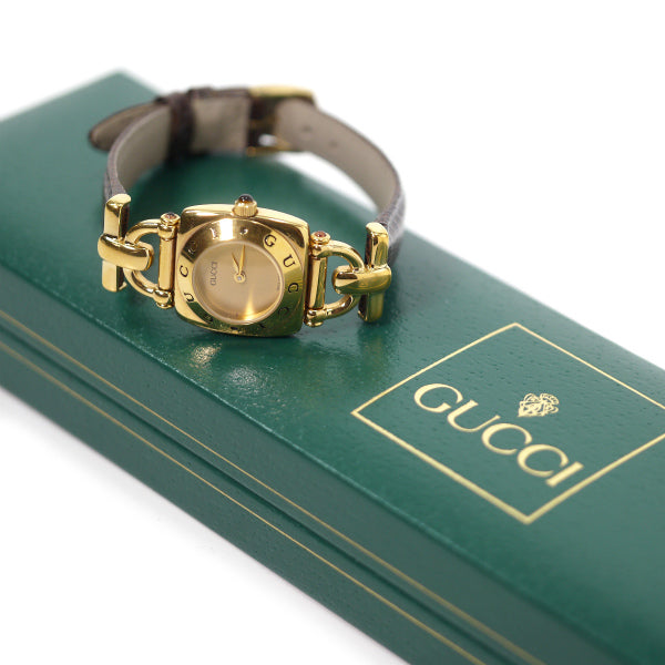 OLD Gucci ホースビット腕時計（ゴールド・茶）