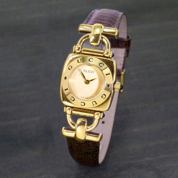 OLD Gucci ホースビット腕時計（ゴールド・茶）
