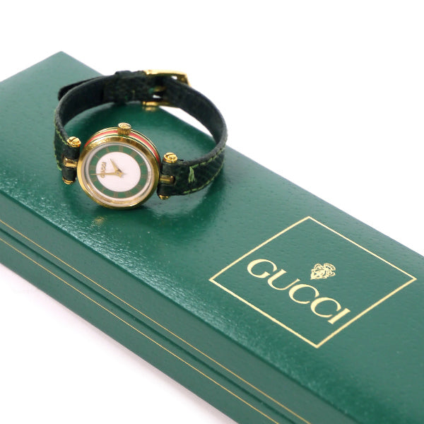 OLD Gucci バングルウォッチ（緑/リザード）