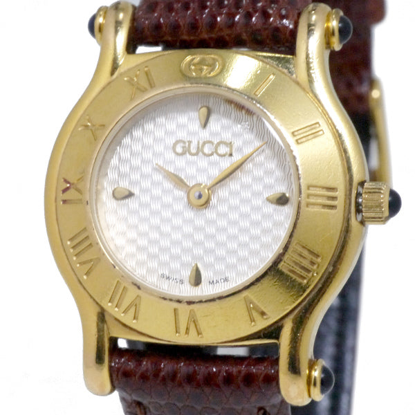 OLD Gucci 　ギリシャ数字　石付き腕時計（茶）