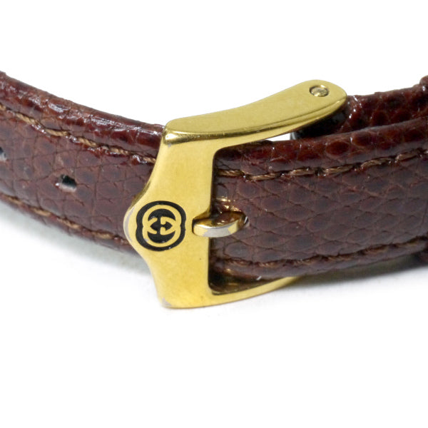 OLD Gucci 　ギリシャ数字　石付き腕時計（茶）