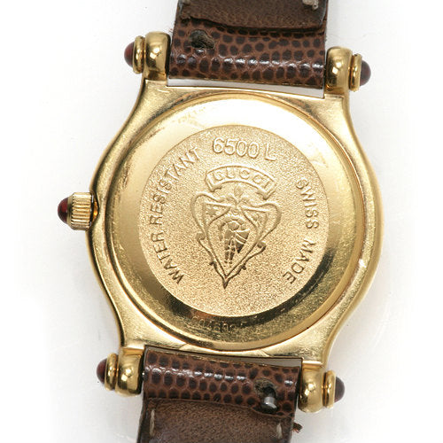 OLD Gucci 　ギリシャ数字　石付き腕時計（茶）