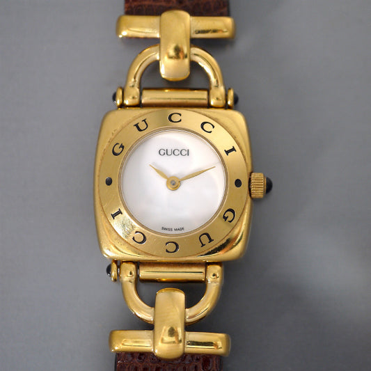 OLD Gucci ホースビット腕時計（リザード/茶）