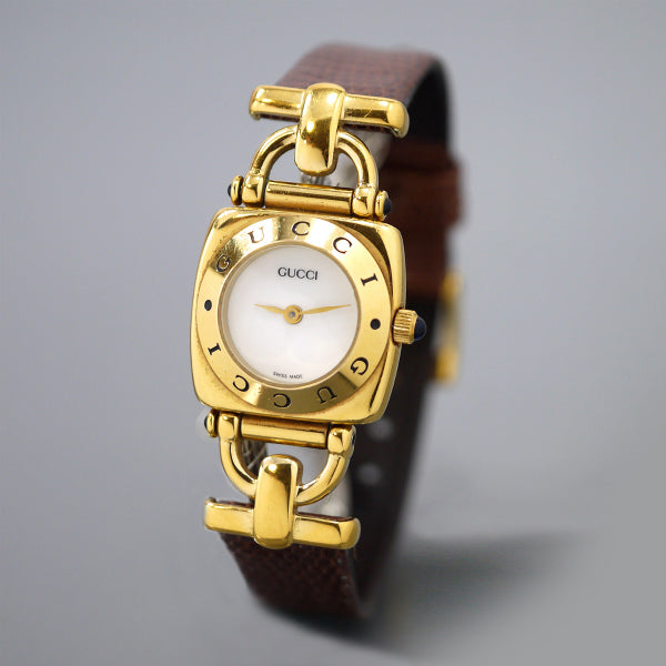 OLD Gucci ホースビット腕時計（リザード/茶）