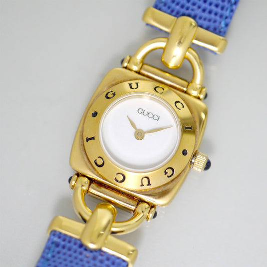 OLD Gucci ホースビット腕時計（リザード・青）