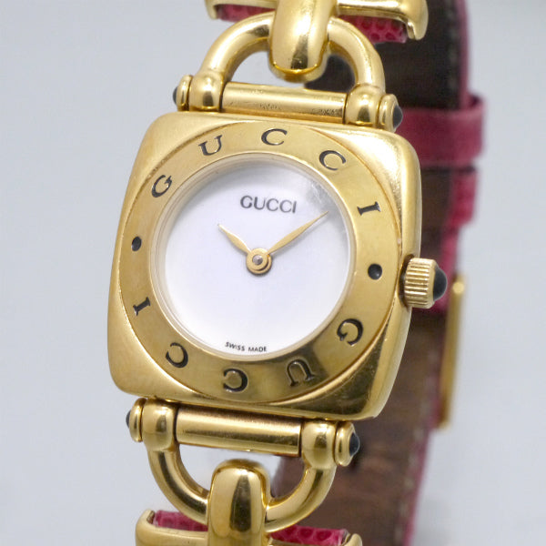 OLD Gucci レア!!ホースビット腕時計（リザード・ピンク）