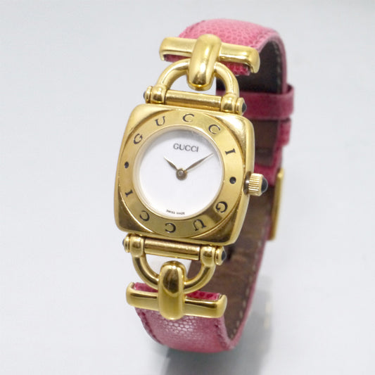 OLD Gucci レア!!ホースビット腕時計（リザード・ピンク）