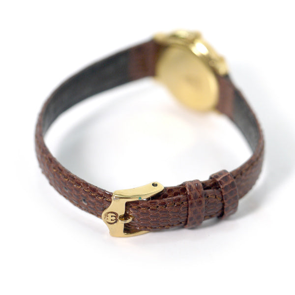 OLD Gucci 　丸型Gベゼルシェリー腕時計（濃茶/リザード）