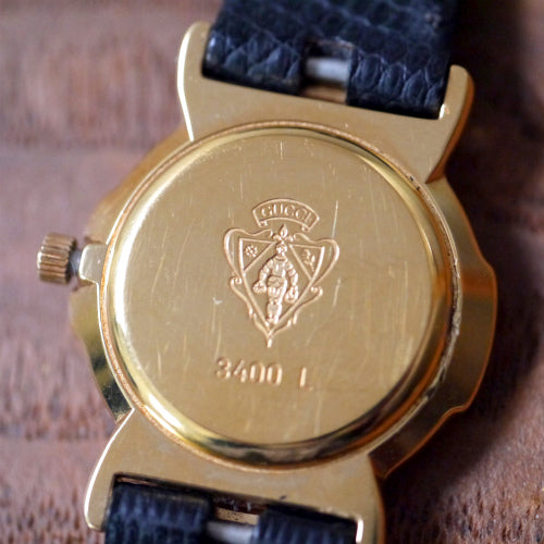 OLD Gucci ギリシャ数字 腕時計（リザード /黒）