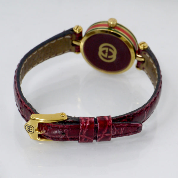 OLD Gucci　サイドシェリーミニ腕時計（ボルドー）