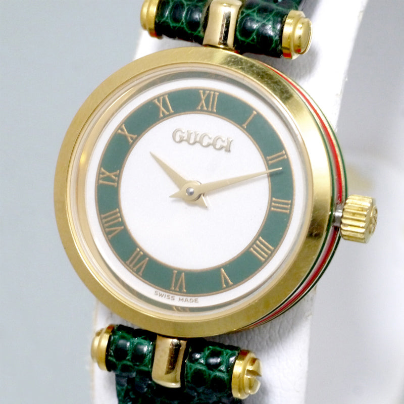 OLD Gucci　サイドシェリーミニ腕時計（グリーン）