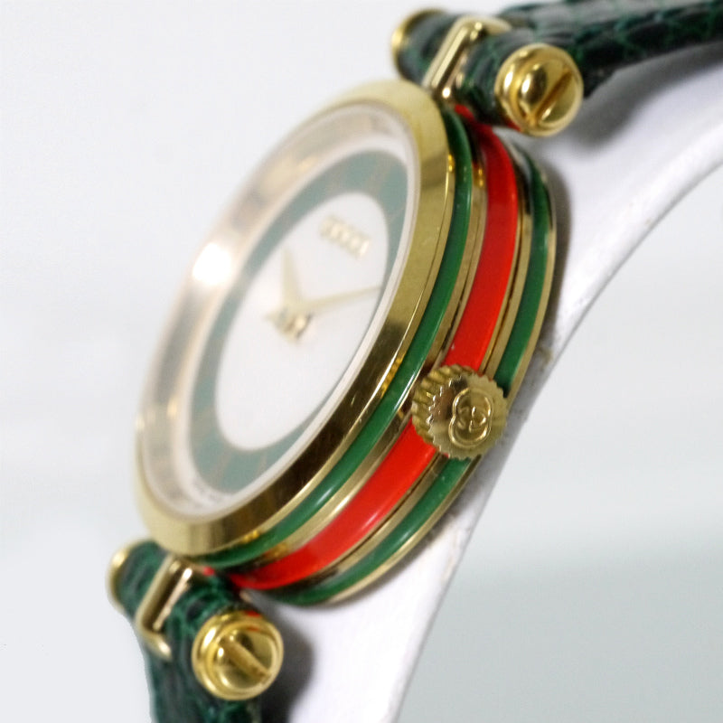 OLD Gucci　サイドシェリーミニ腕時計（グリーン）