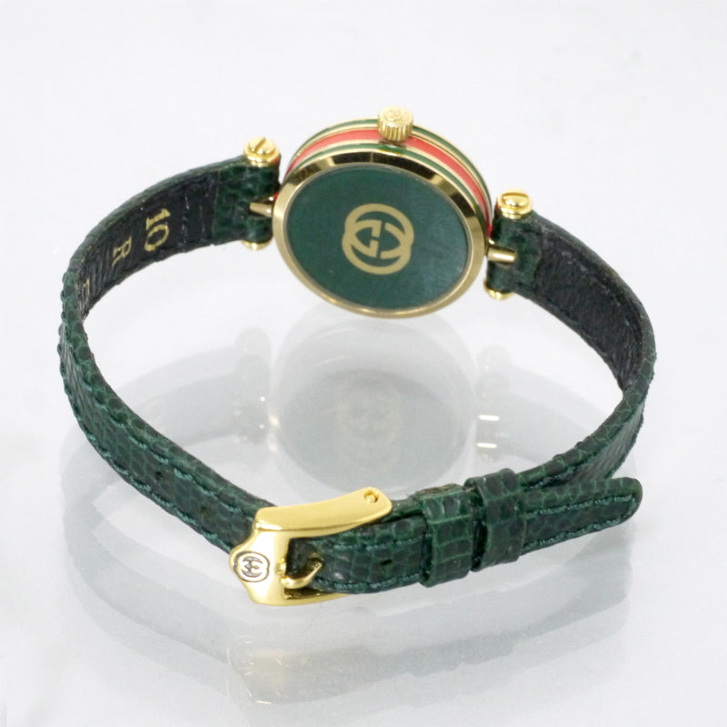 OLD Gucci　サイドシェリーミニ腕時計（グリーン）