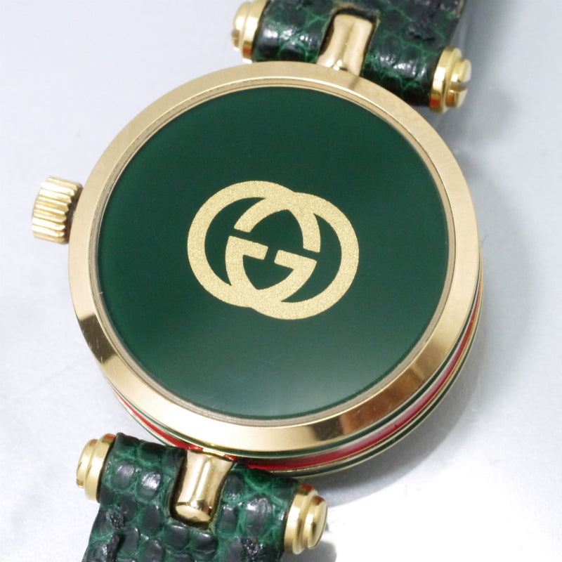 OLD Gucci　サイドシェリーミニ腕時計（グリーン）