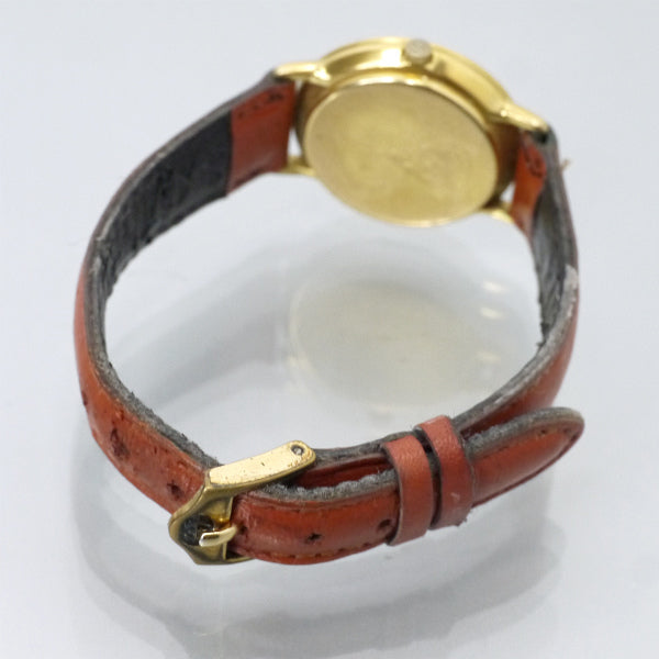 OLD Gucci ＜訳あり＞ギリシャ数字腕時計（レザー/赤茶）