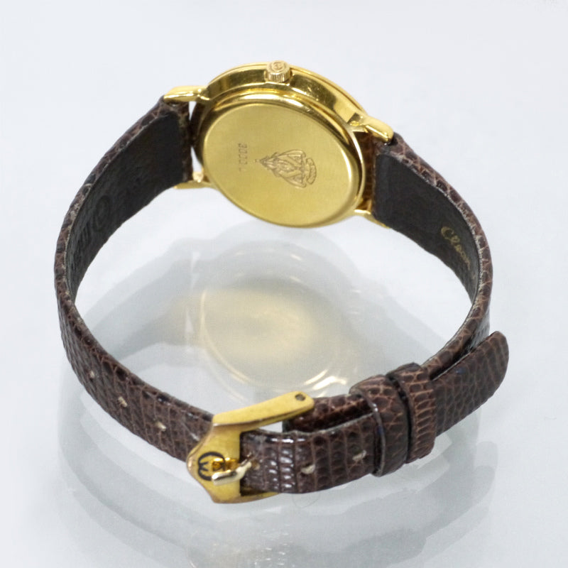 OLD Gucci ギリシャ数字ブラックフェイス腕時計（リザード・茶）