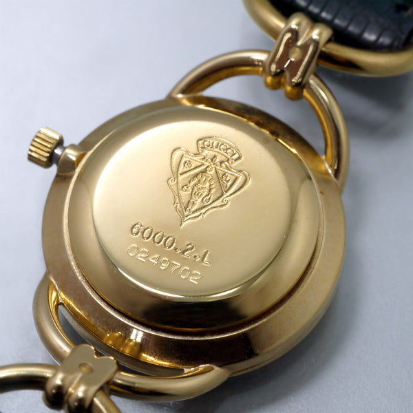 OLD Gucci　サイドビット腕時計（リザード・黒）