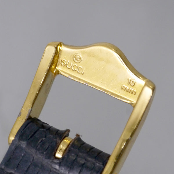 OLD Gucci　サイドビット腕時計（リザード・黒）