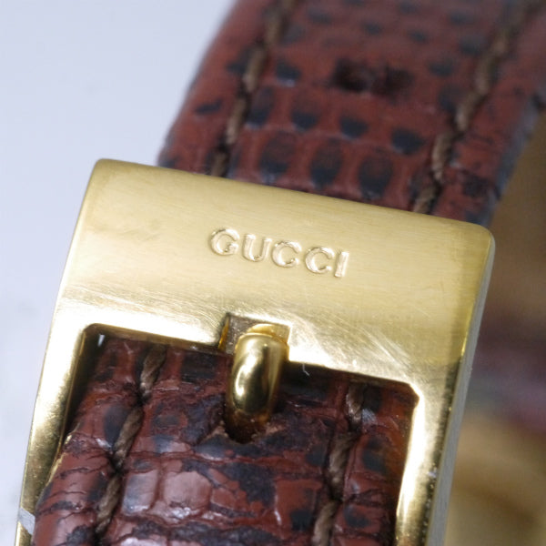 OLD Gucci ギリシャ数字 ゴールド腕時計（リザード /茶）