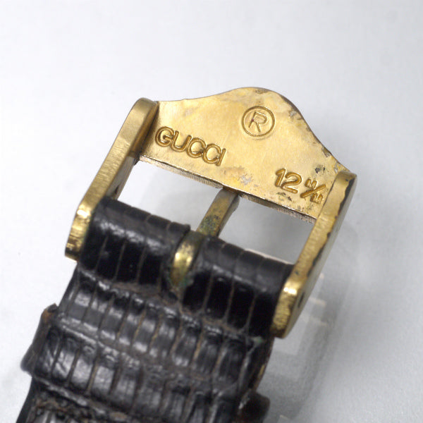 OLD Gucci レクタンギュラーロゴフェイス腕時計（黒）
