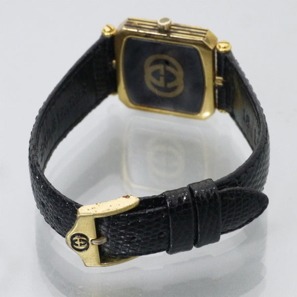 OLD Gucci サイドライン スクエア腕時計（リザード/黒）