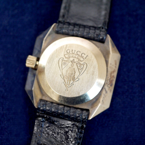 OLD Gucci シェル金・黒コンビカラー腕時計