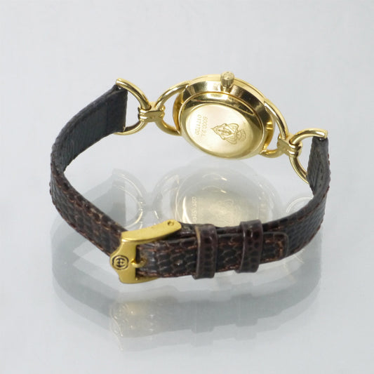 OLD Gucci　サイドビットシェリー腕時計（リザード・濃茶）