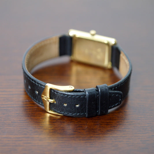 OLD Gucci レザーバンド スクエア腕時計（黒）