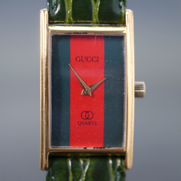 OLD Gucci　シェリー クロコバンド腕時計（緑）