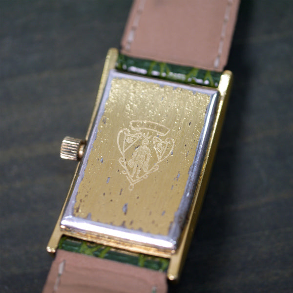 OLD Gucci　シェリー クロコバンド腕時計（緑）