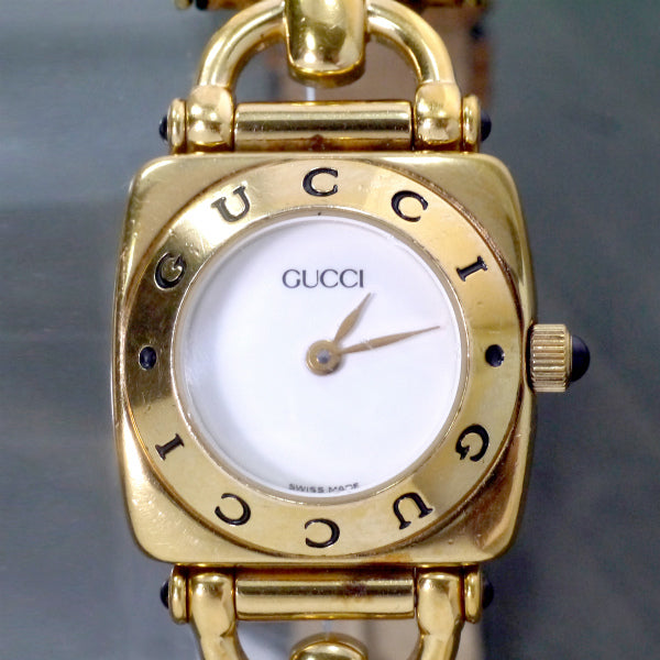 OLD Gucci 虎柄!!ホースビット腕時計（リザード/茶）