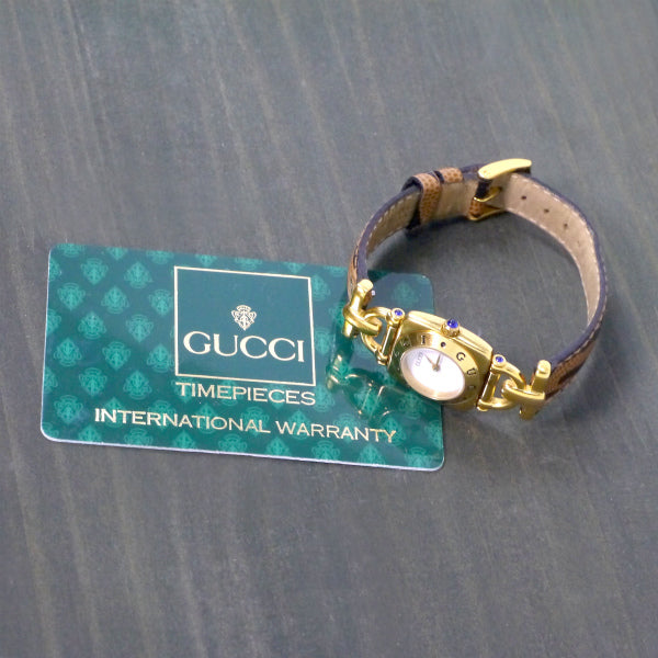 OLD Gucci 虎柄!!ホースビット腕時計（リザード/茶）