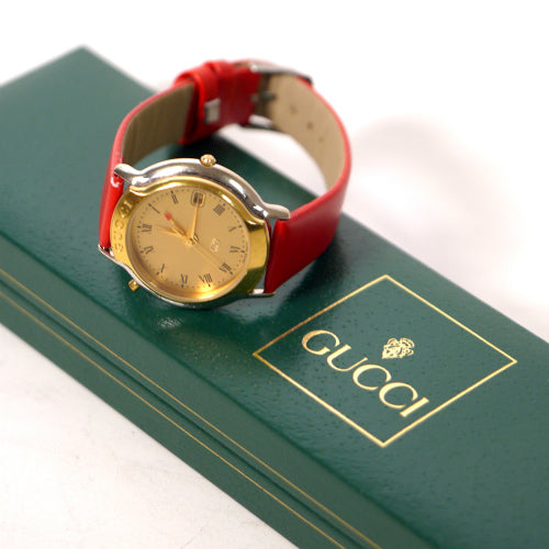 OLD Gucci 80sMONDIALE腕時計（18金 /赤）